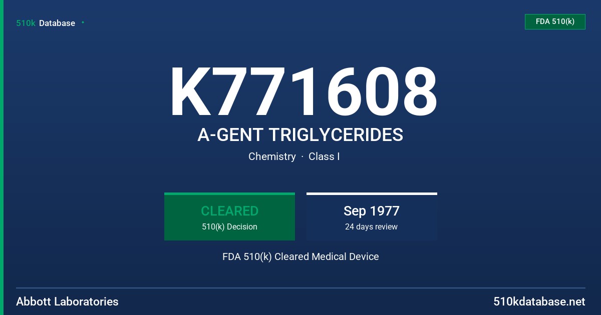 K771608 A-GENT TRIGLYCERIDES FDA 510(k) Cleared Medical Device