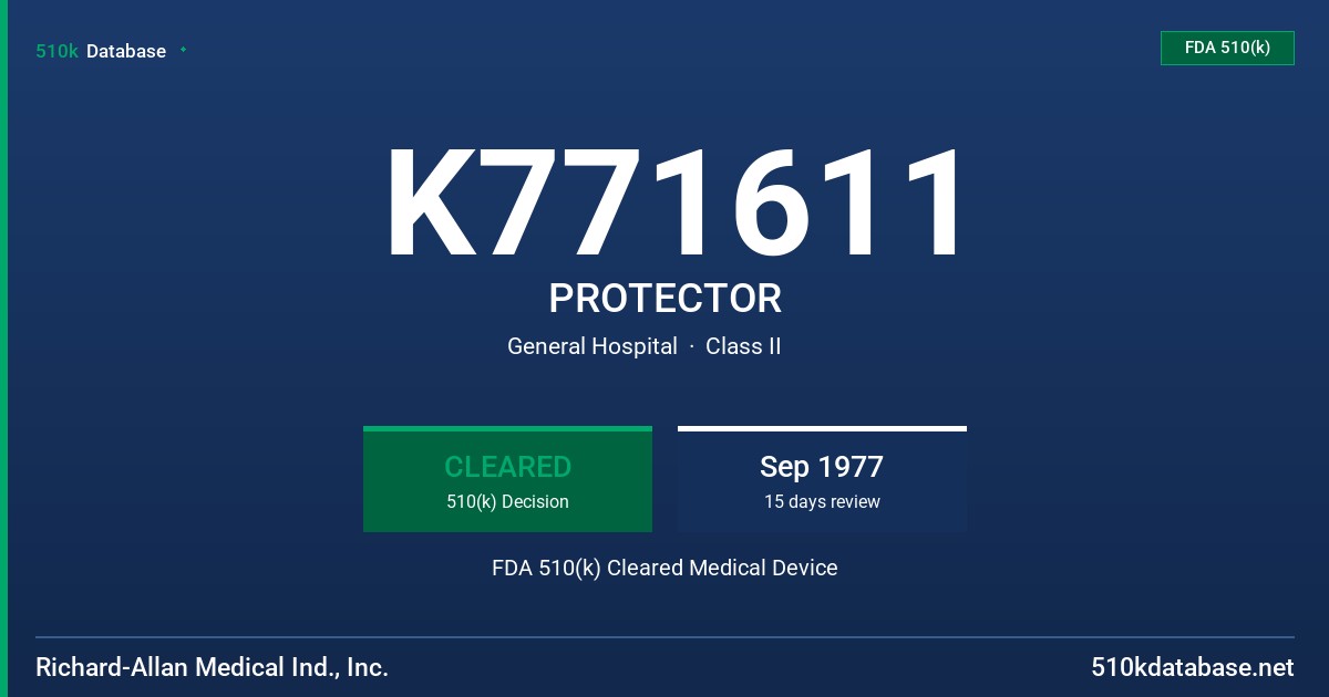 K771611 PROTECTOR FDA 510(k) Cleared Medical Device