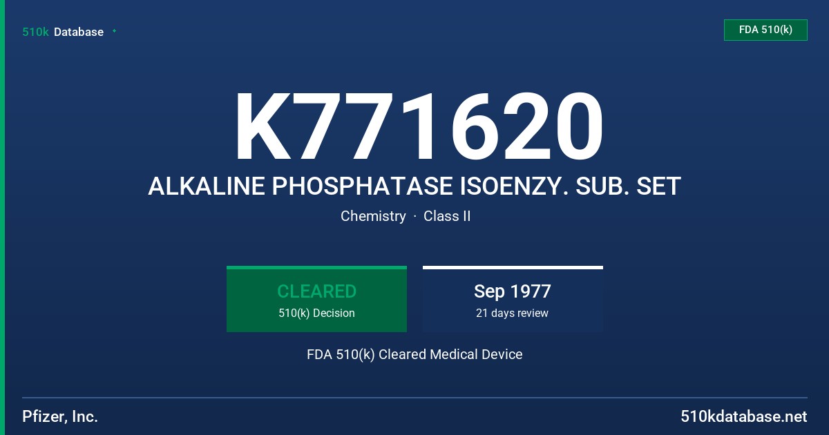 K771620 ALKALINE PHOSPHATASE ISOENZY. SUB. SET FDA 510(k) Cleared Medical Device