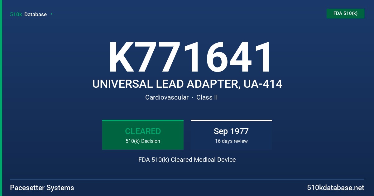 K771641 UNIVERSAL LEAD ADAPTER, UA-414 FDA 510(k) Cleared Medical Device