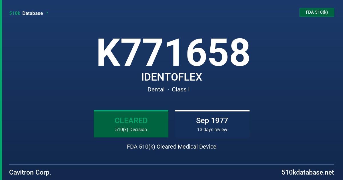 K771658 IDENTOFLEX FDA 510(k) Cleared Medical Device