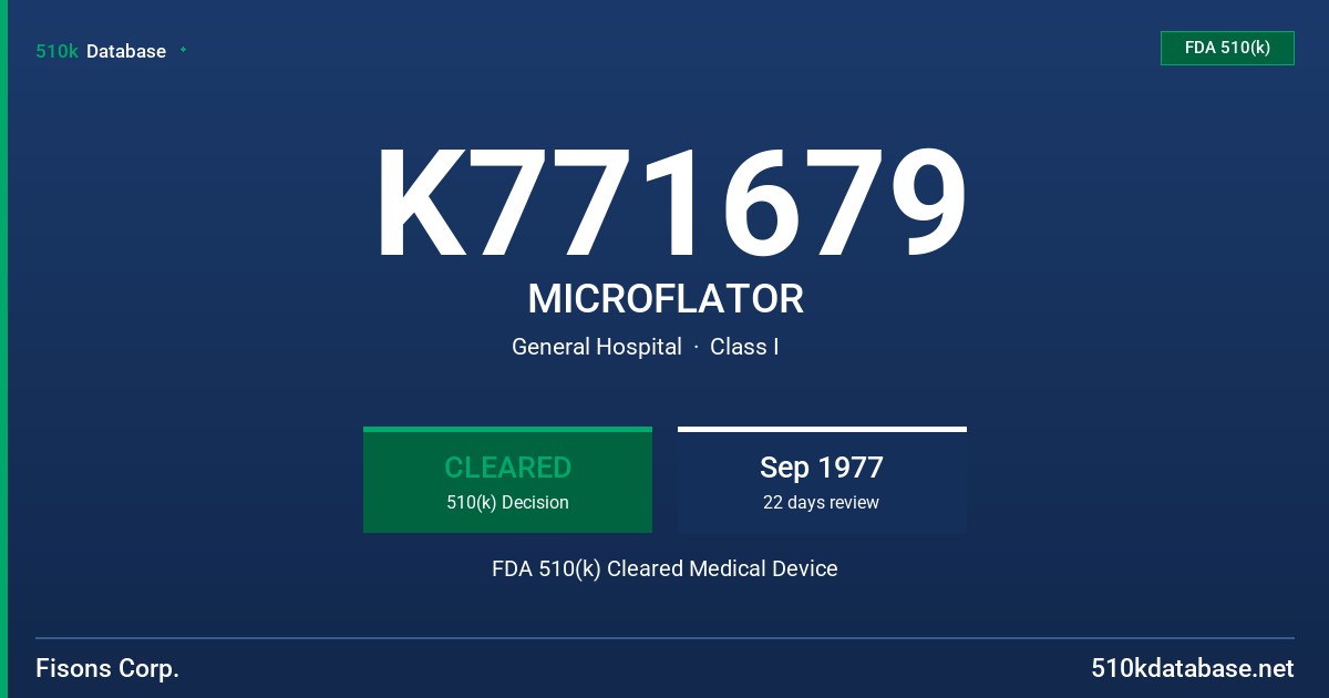 K771679 MICROFLATOR FDA 510(k) Cleared Medical Device