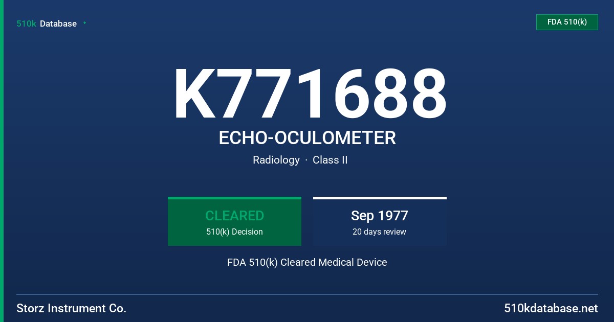 K771688 ECHO-OCULOMETER FDA 510(k) Cleared Medical Device
