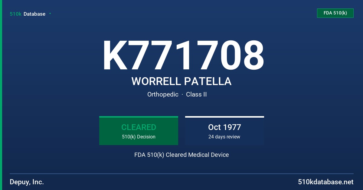 K771708 WORRELL PATELLA FDA 510(k) Cleared Medical Device