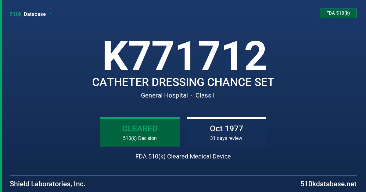 K771712 CATHETER DRESSING CHANCE SET FDA 510(k) Cleared Medical Device