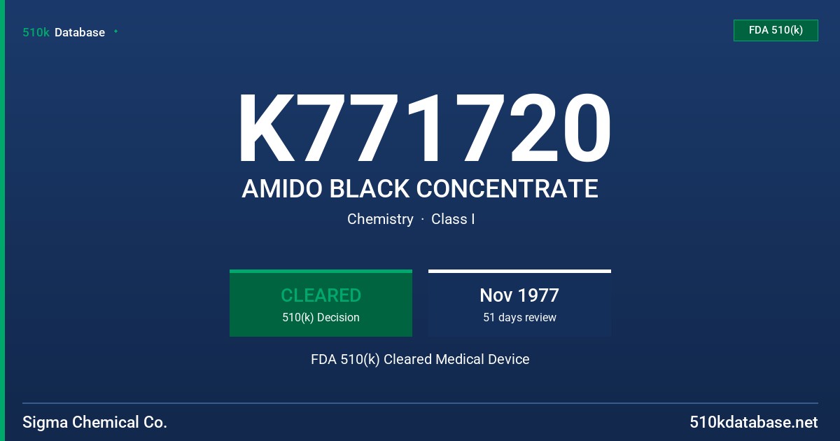 K771720 AMIDO BLACK CONCENTRATE FDA 510(k) Cleared Medical Device