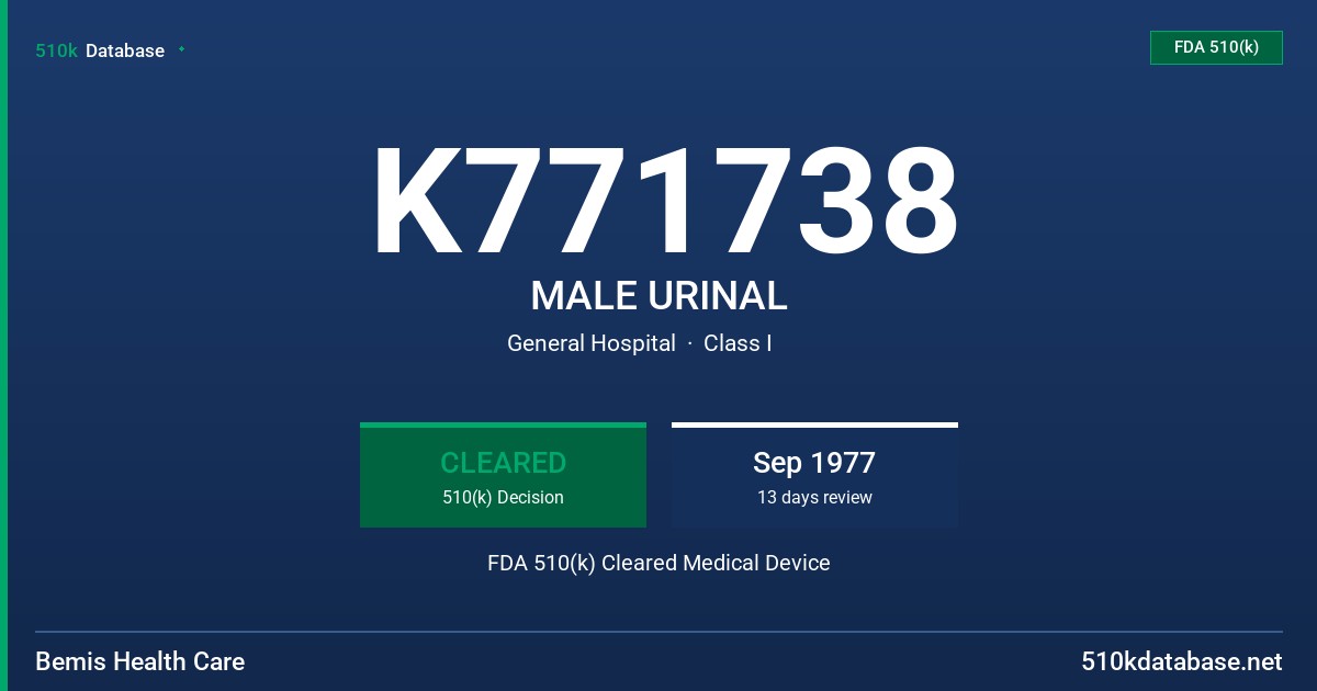 K771738 MALE URINAL FDA 510(k) Cleared Medical Device