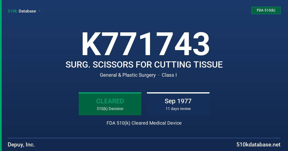 K771743 SURG. SCISSORS FOR CUTTING TISSUE FDA 510(k) Cleared Medical Device