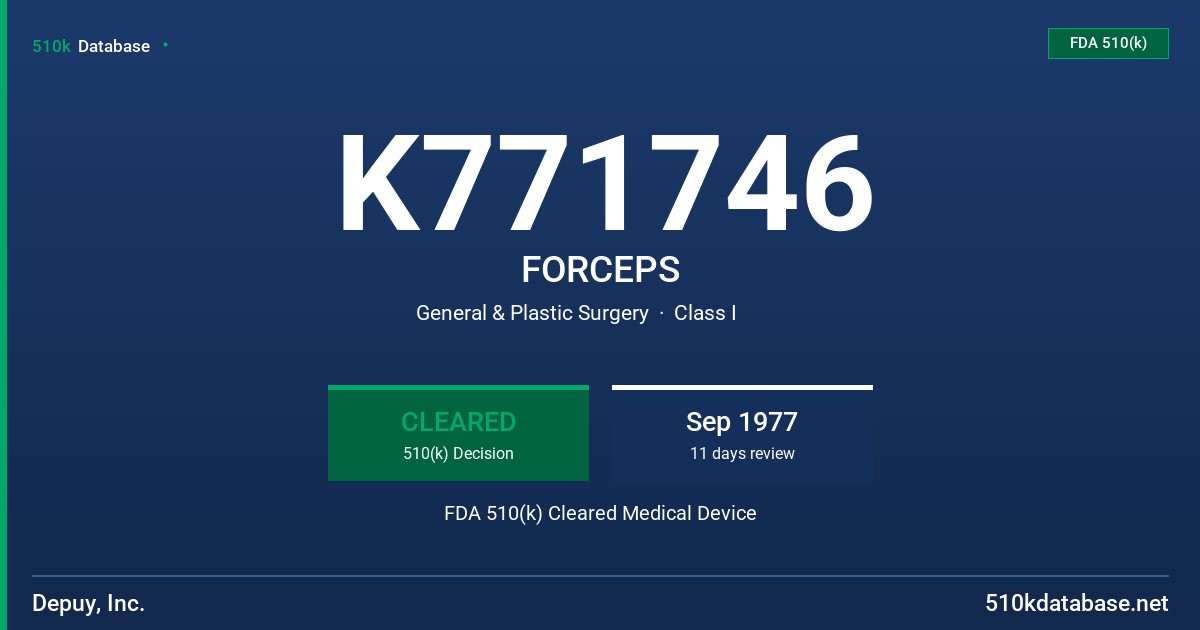 K771746 FORCEPS FDA 510(k) Cleared Medical Device