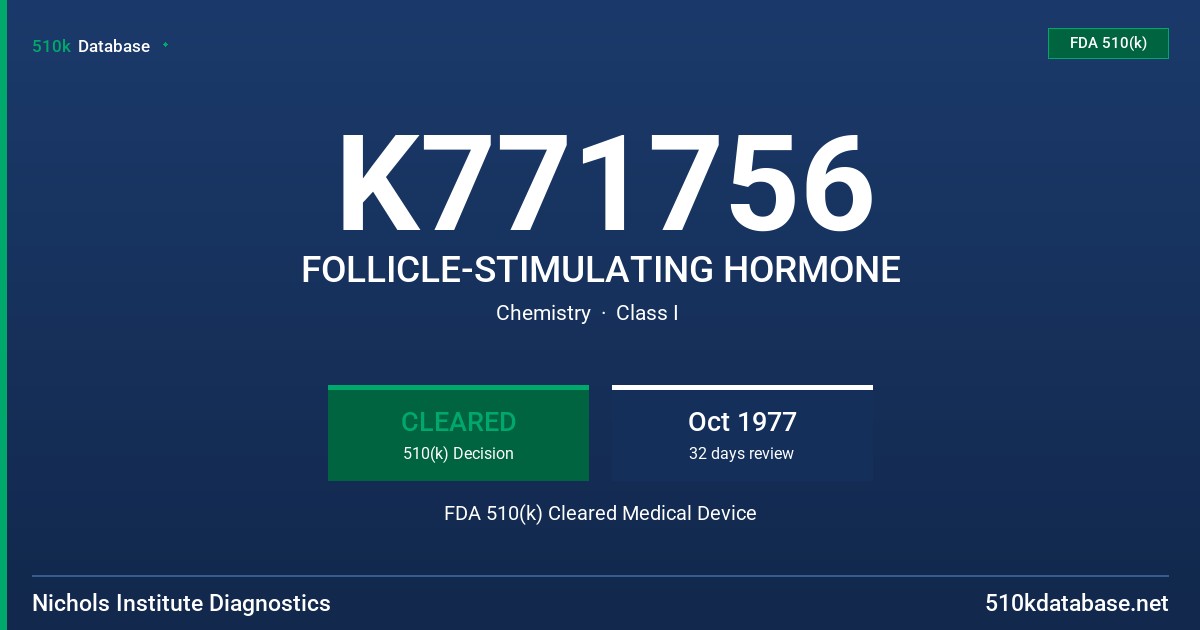 K771756 FOLLICLE-STIMULATING HORMONE FDA 510(k) Cleared Medical Device