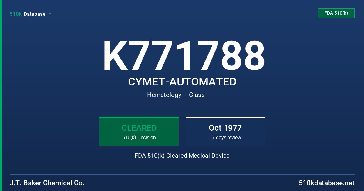 K771788 CYMET-AUTOMATED FDA 510(k) Cleared Medical Device