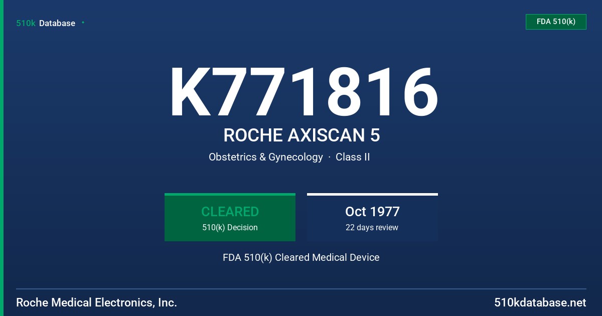 K771816 ROCHE AXISCAN 5 FDA 510(k) Cleared Medical Device