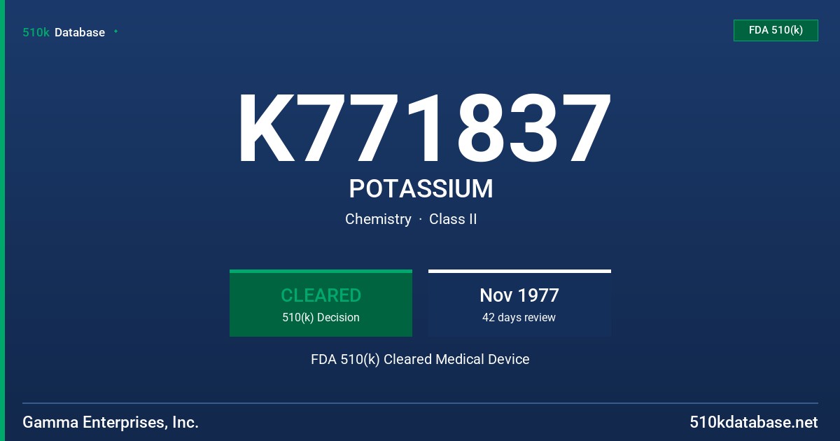 K771837 POTASSIUM FDA 510(k) Cleared Medical Device