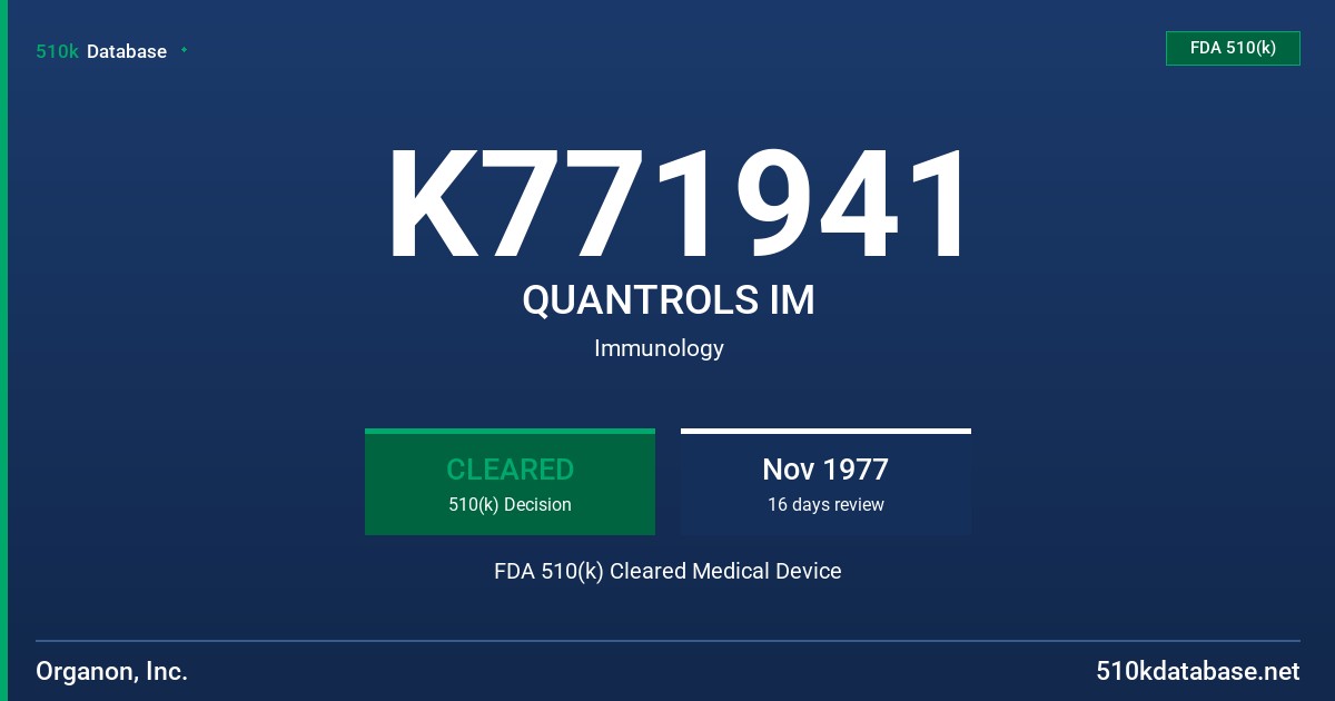 K771941 QUANTROLS IM FDA 510(k) Cleared Medical Device
