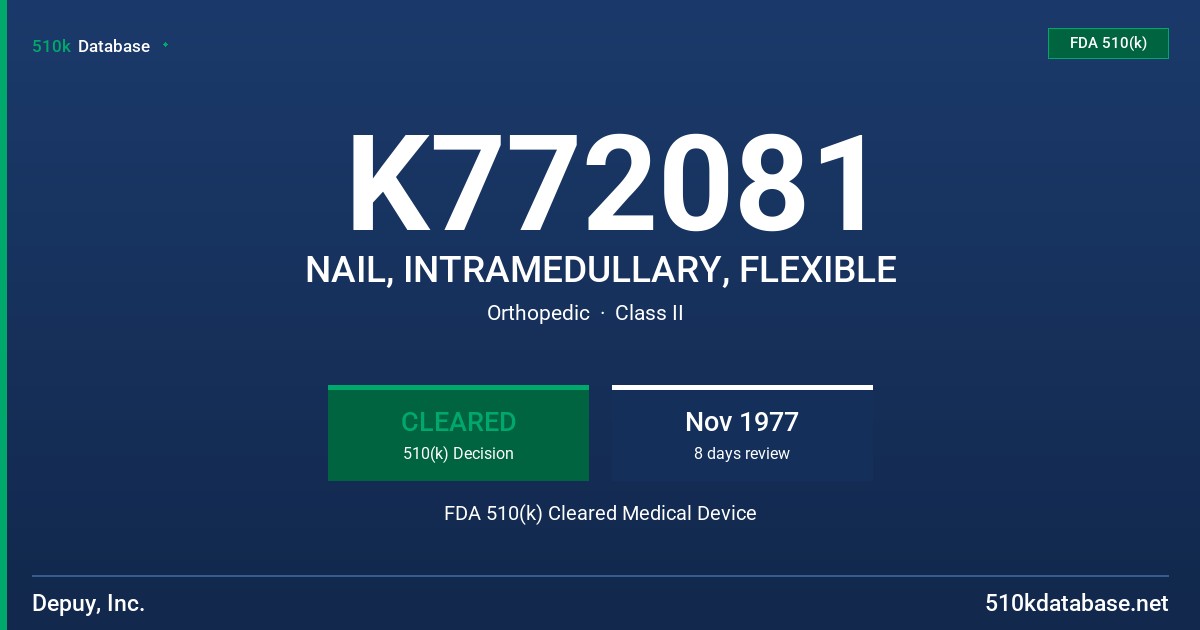 K772081 NAIL, INTRAMEDULLARY, FLEXIBLE FDA 510(k) Cleared Medical Device