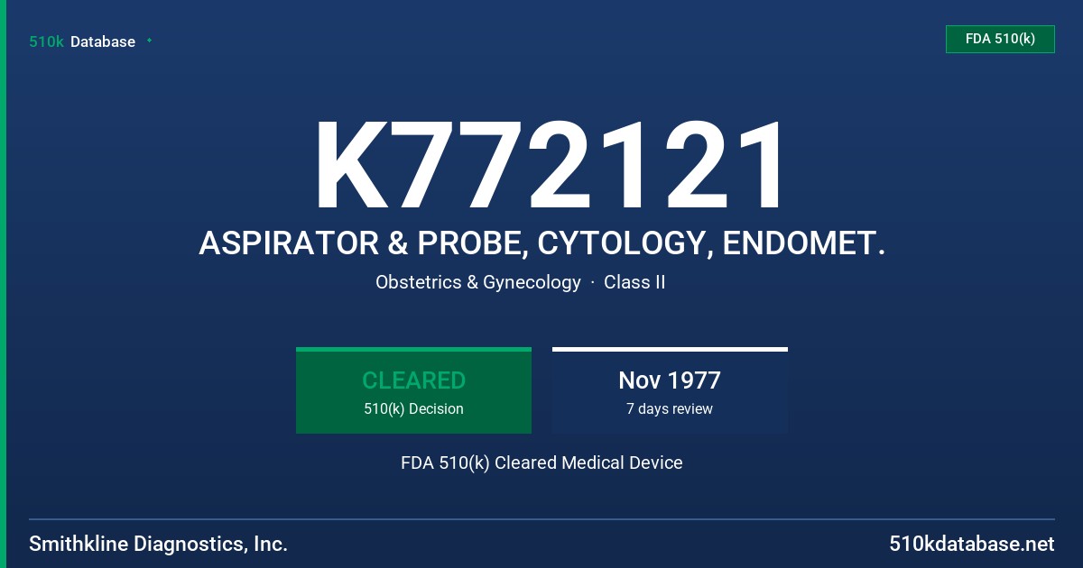 K772121 ASPIRATOR & PROBE, CYTOLOGY, ENDOMET. FDA 510(k) Cleared Medical Device