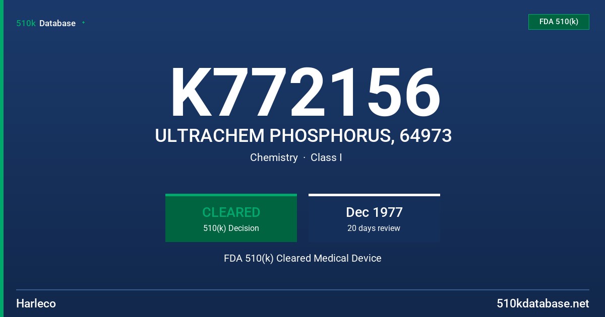 K772156 ULTRACHEM PHOSPHORUS, 64973 FDA 510(k) Cleared Medical Device