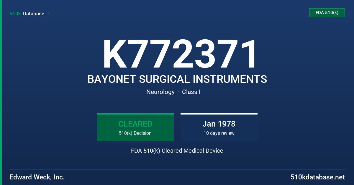 K772371 BAYONET SURGICAL INSTRUMENTS FDA 510(k) Cleared Medical Device