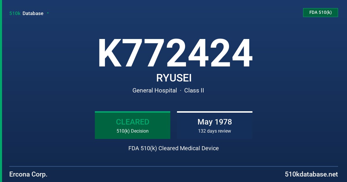 K772424 RYUSEI FDA 510(k) Cleared Medical Device