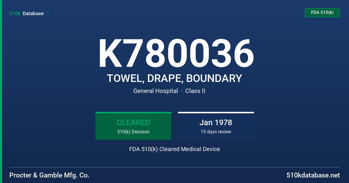 K780036 TOWEL, DRAPE, BOUNDARY FDA 510(k) Cleared Medical Device