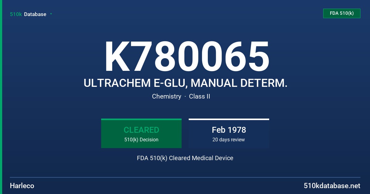 K780065 ULTRACHEM E-GLU, MANUAL DETERM. FDA 510(k) Cleared Medical Device