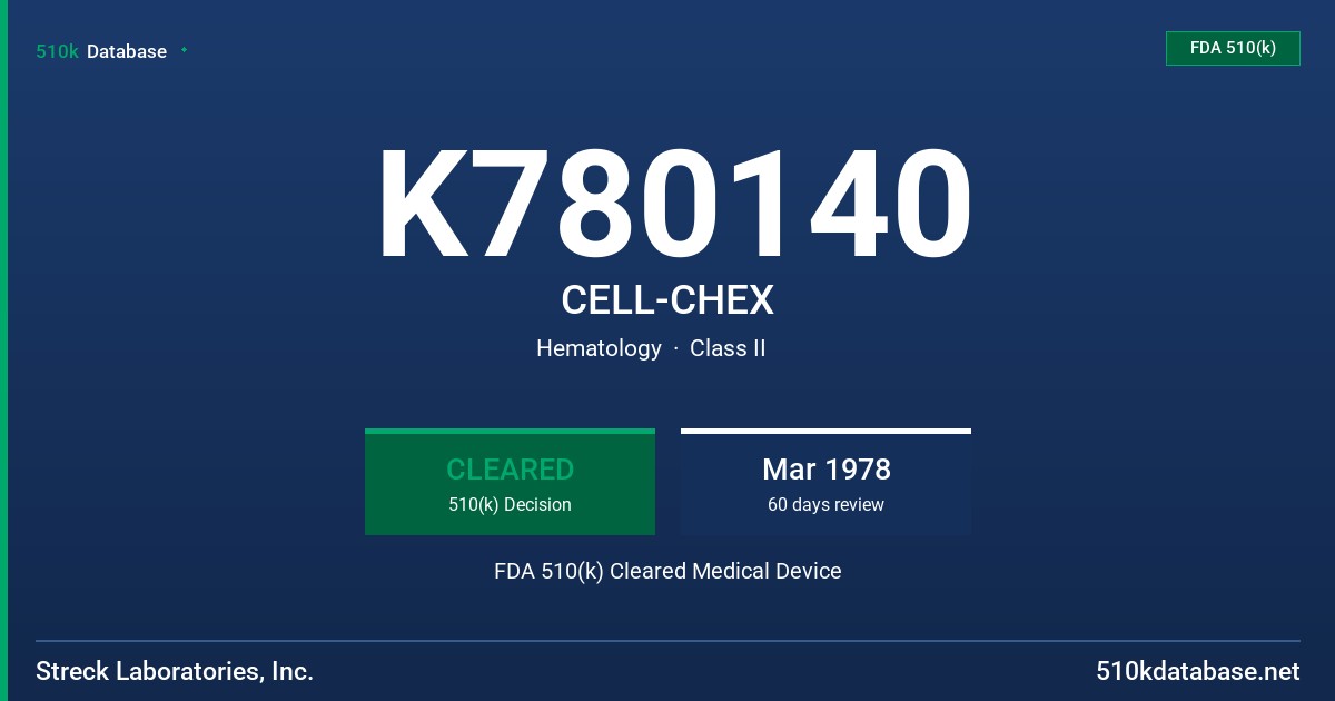 K780140 CELL-CHEX FDA 510(k) Cleared Medical Device