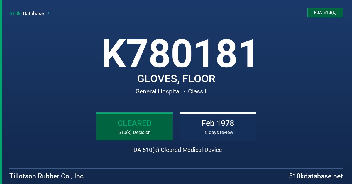K780181 GLOVES, FLOOR FDA 510(k) Cleared Medical Device