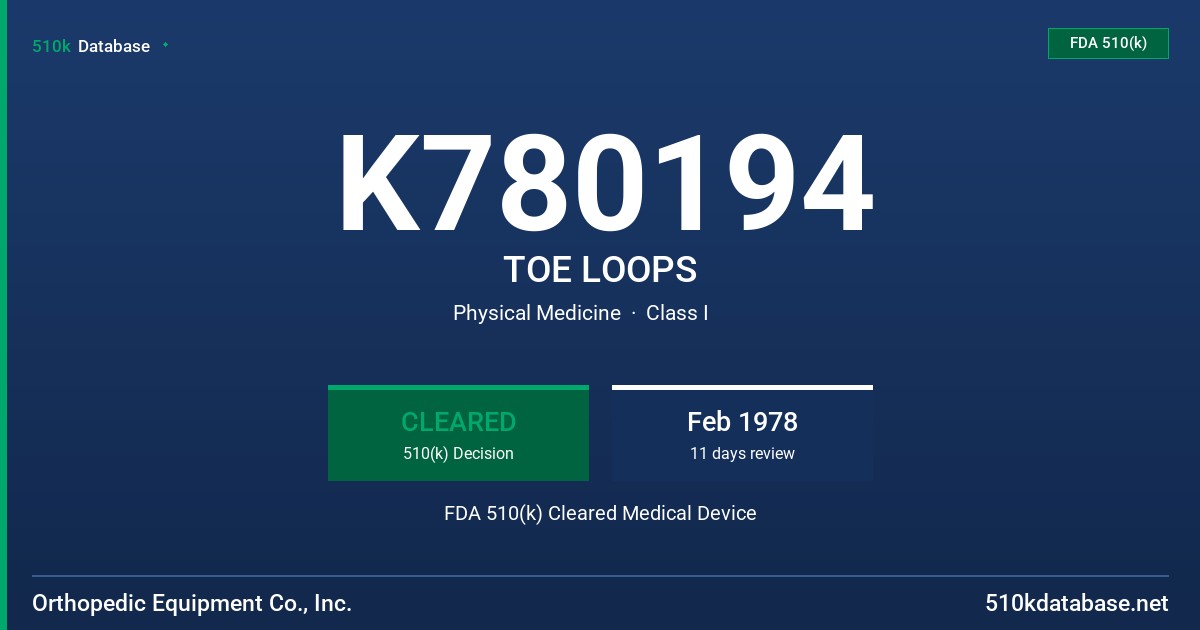 K780194 TOE LOOPS FDA 510(k) Cleared Medical Device