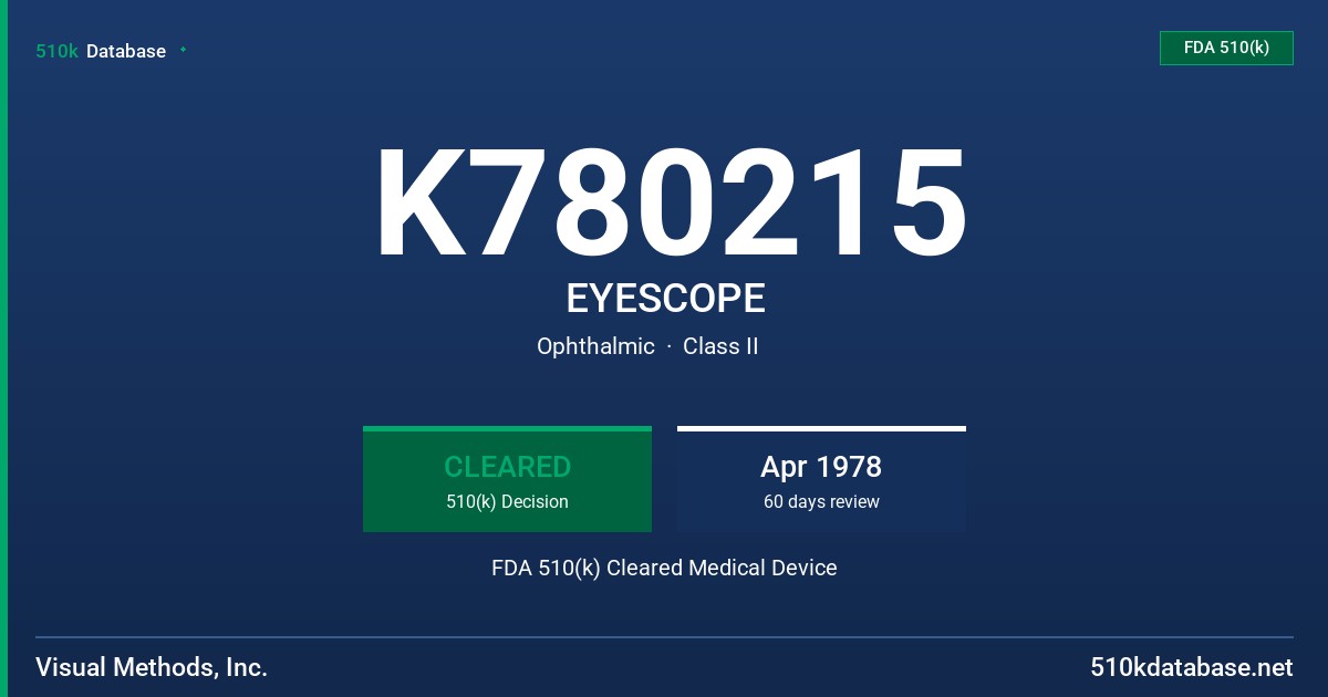 K780215 EYESCOPE FDA 510(k) Cleared Medical Device
