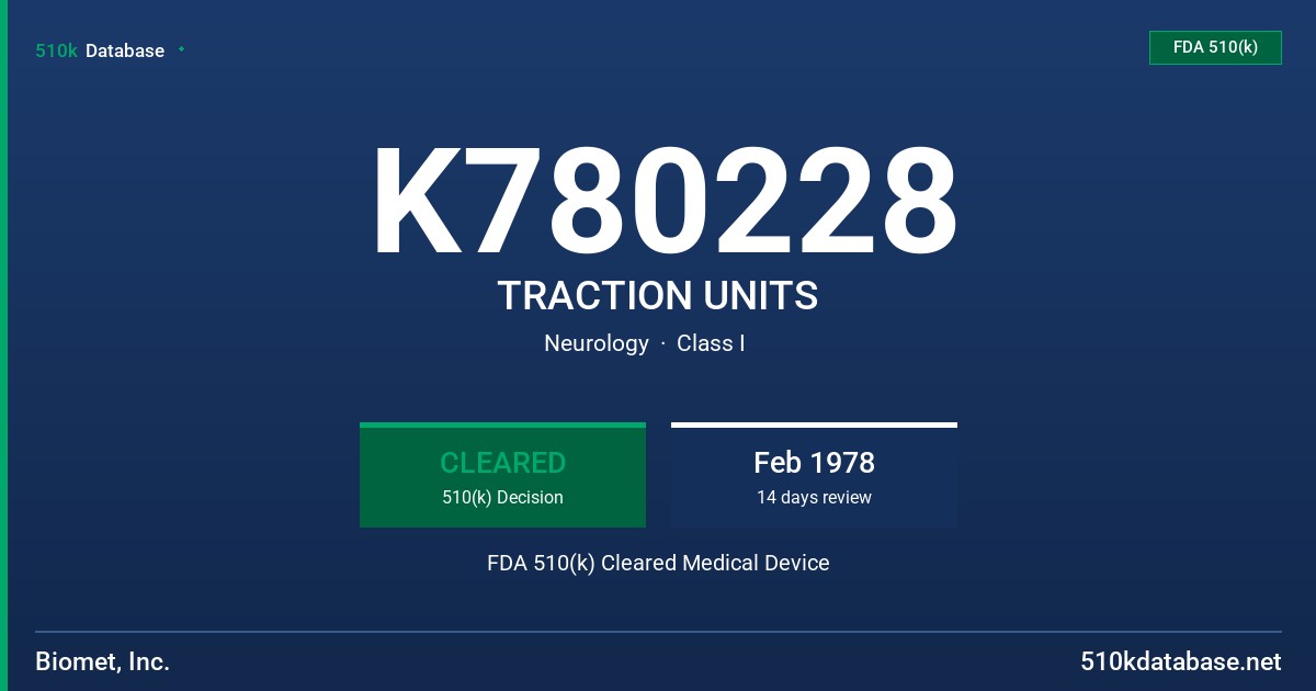 K780228 TRACTION UNITS FDA 510(k) Cleared Medical Device
