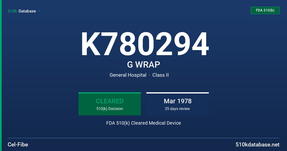 K780294 G WRAP FDA 510(k) Cleared Medical Device