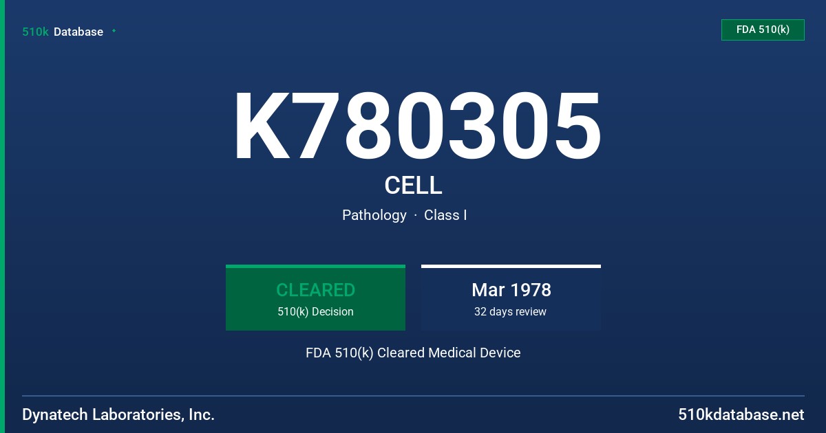 K780305 CELL FDA 510(k) Cleared Medical Device