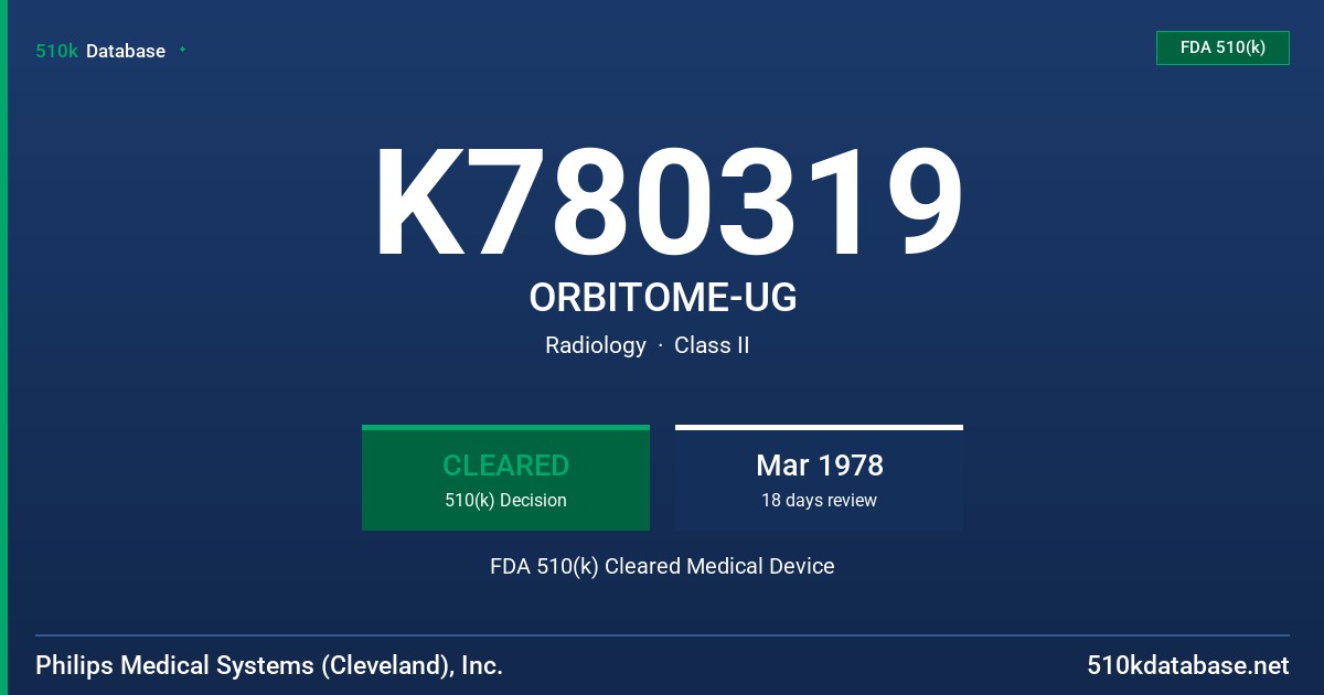 K780319 ORBITOME-UG FDA 510(k) Cleared Medical Device