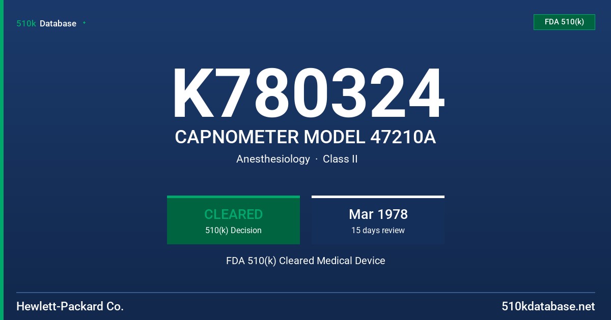 K780324 CAPNOMETER MODEL 47210A FDA 510(k) Cleared Medical Device