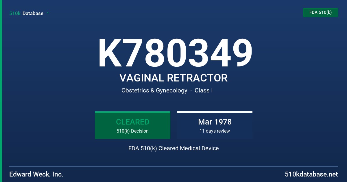 K780349 VAGINAL RETRACTOR FDA 510(k) Cleared Medical Device