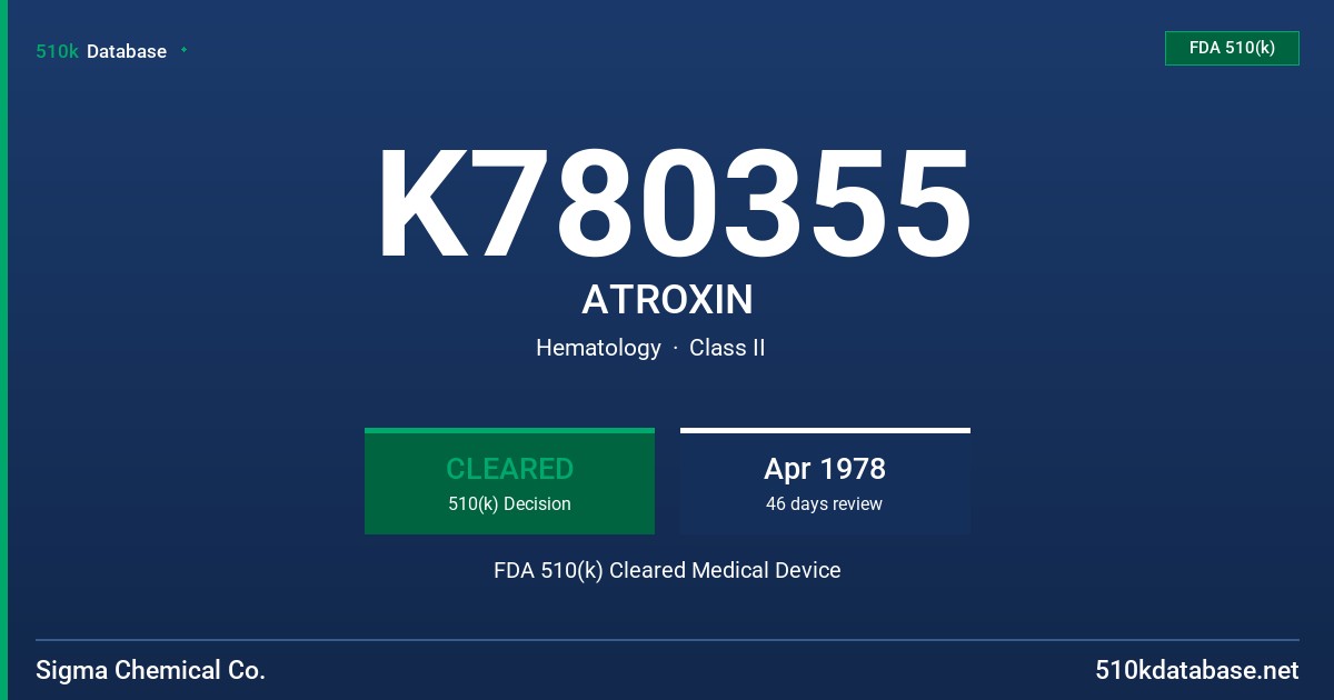 K780355 ATROXIN FDA 510(k) Cleared Medical Device