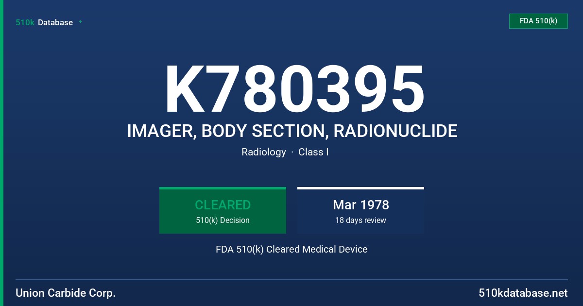 K780395 IMAGER, BODY SECTION, RADIONUCLIDE FDA 510(k) Cleared Medical Device