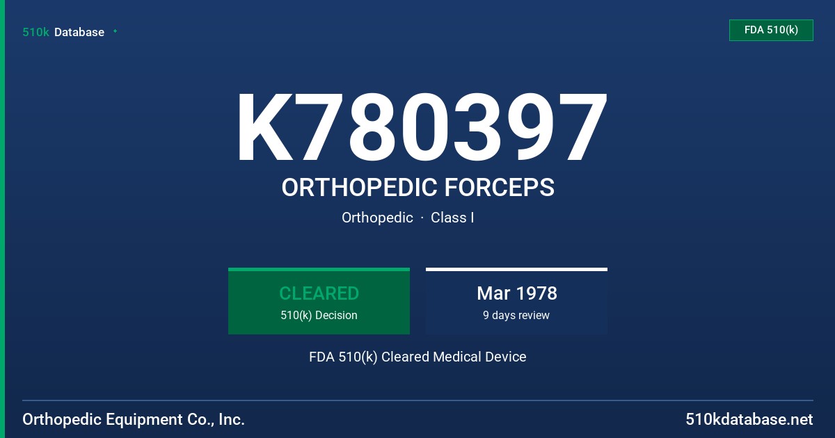 K780397 ORTHOPEDIC FORCEPS FDA 510(k) Cleared Medical Device
