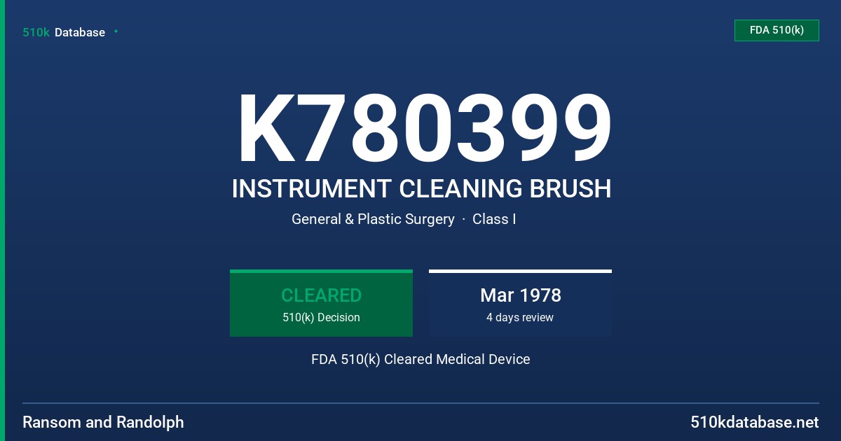 K780399 INSTRUMENT CLEANING BRUSH FDA 510(k) Cleared Medical Device