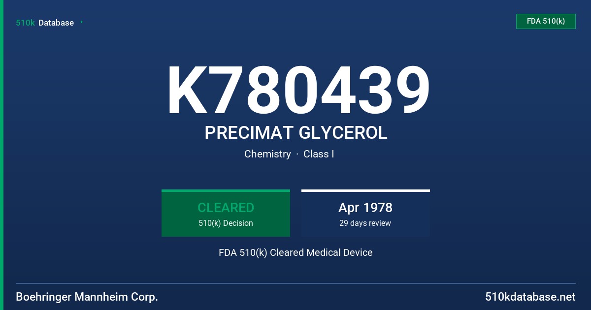 K780439 PRECIMAT GLYCEROL FDA 510(k) Cleared Medical Device