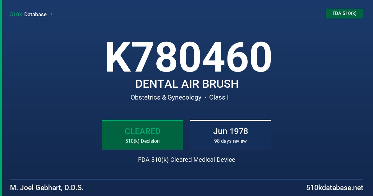 K780460 DENTAL AIR BRUSH FDA 510(k) Cleared Medical Device