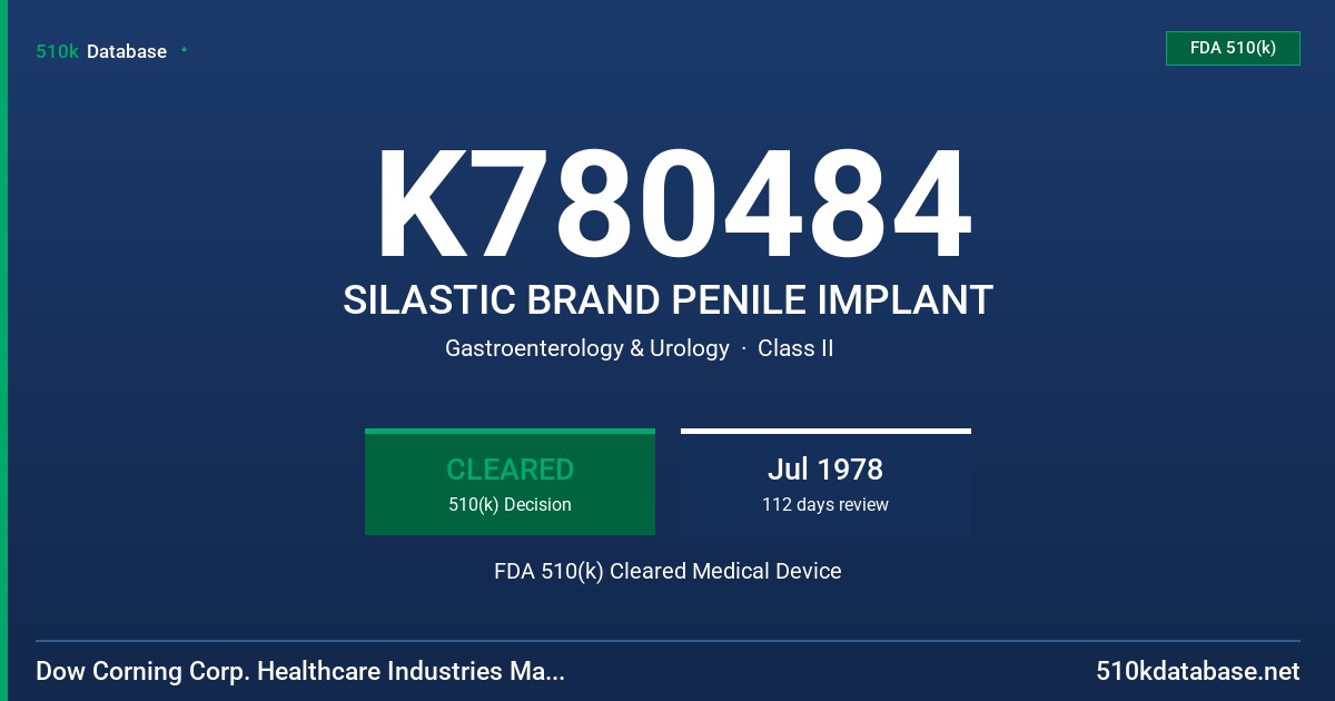 K780484 SILASTIC BRAND PENILE IMPLANT FDA 510(k) Cleared Medical Device