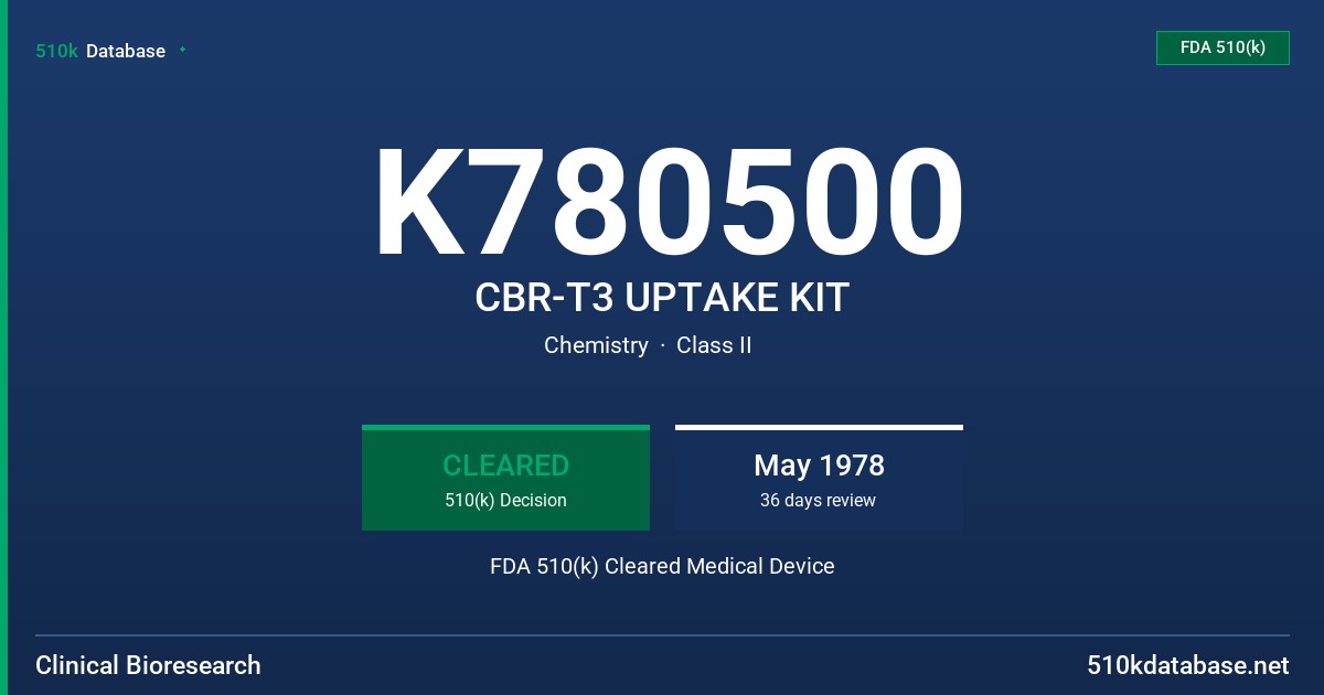 K780500 CBR-T3 UPTAKE KIT FDA 510(k) Cleared Medical Device