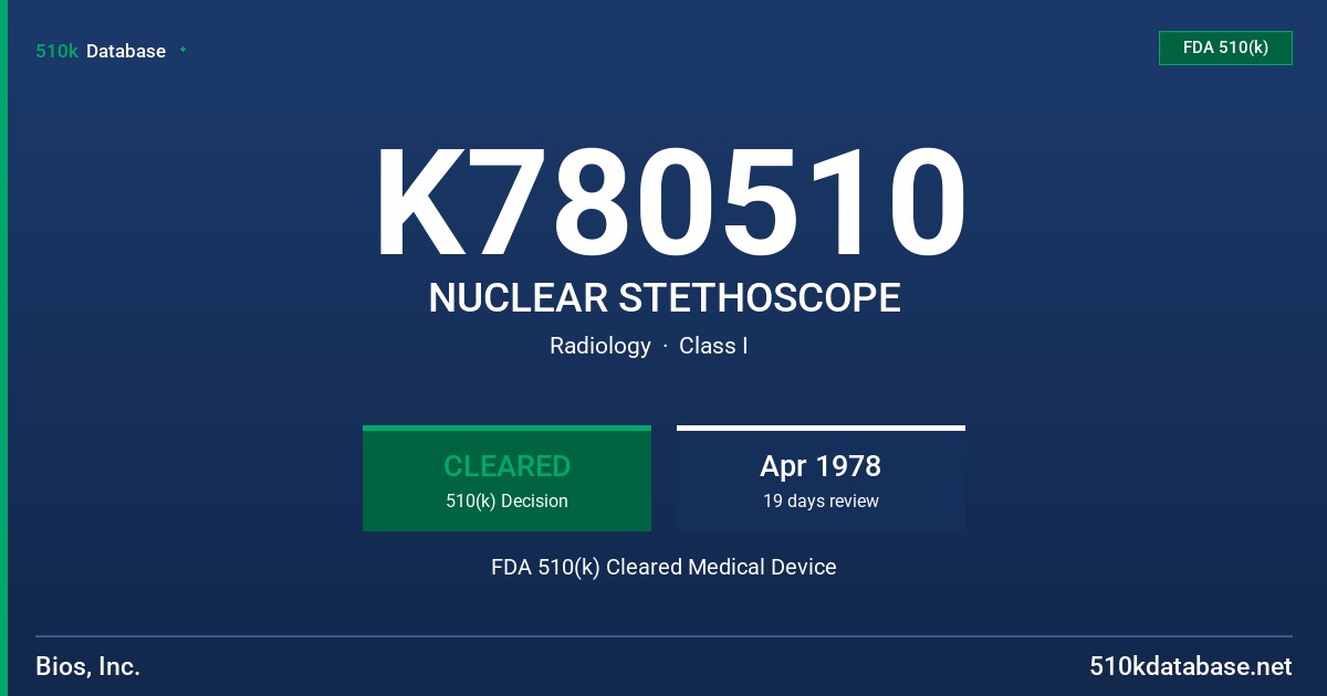 K780510 NUCLEAR STETHOSCOPE FDA 510(k) Cleared Medical Device