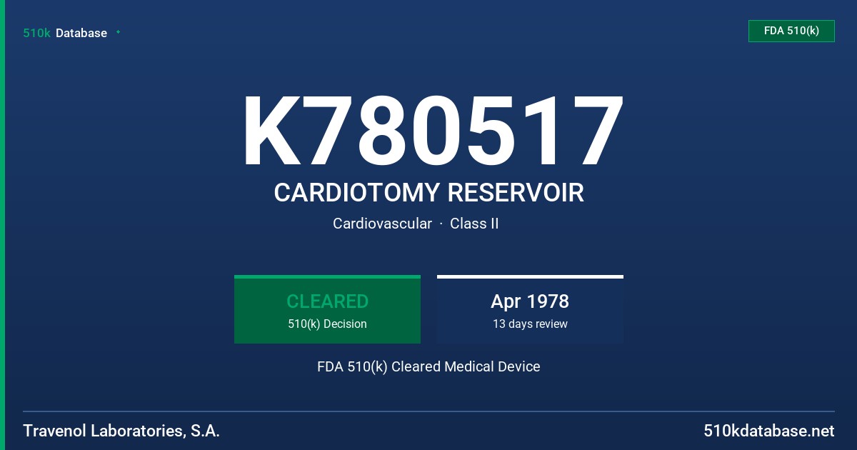 K780517 CARDIOTOMY RESERVOIR FDA 510(k) Cleared Medical Device