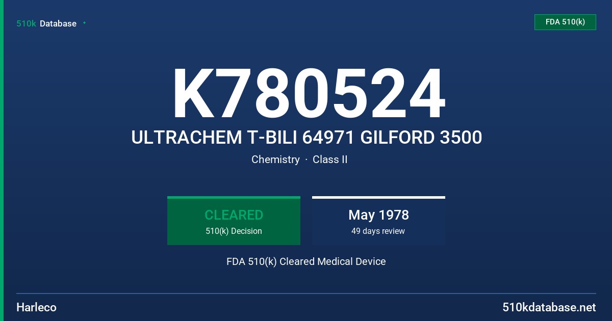 K780524 ULTRACHEM T-BILI 64971 GILFORD 3500 FDA 510(k) Cleared Medical Device