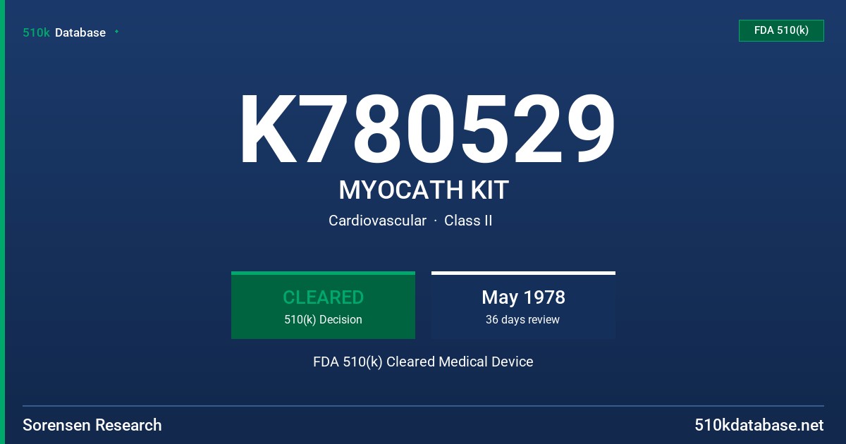 K780529 MYOCATH KIT FDA 510(k) Cleared Medical Device