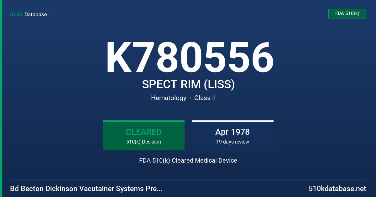 K780556 SPECT RIM (LISS) FDA 510(k) Cleared Medical Device
