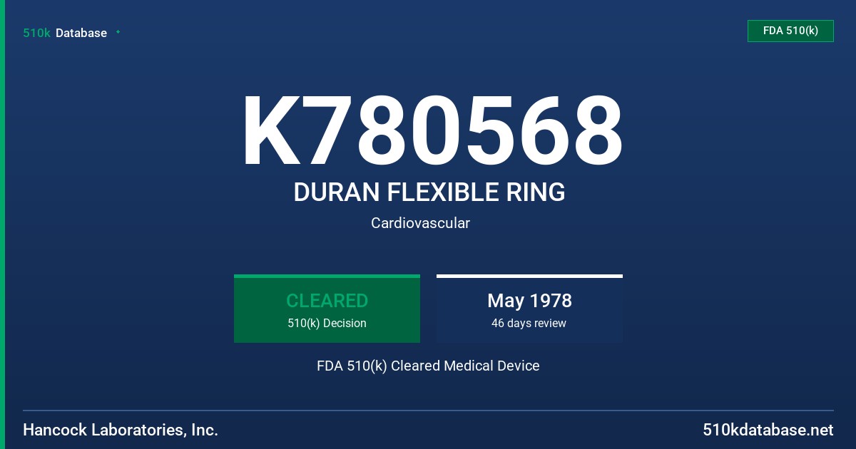 K780568 DURAN FLEXIBLE RING FDA 510(k) Cleared Medical Device