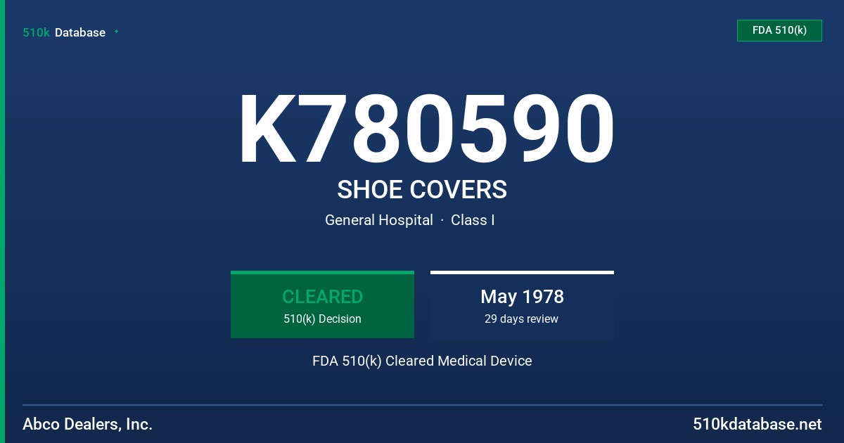 K780590 SHOE COVERS FDA 510(k) Cleared Medical Device